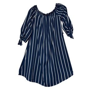 Rue 21‎ Women M Off Shoulder Sleeves Striped Workwear Beachy Coastal Y2K